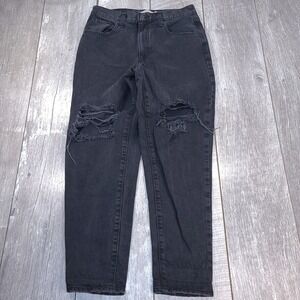 Levi's High Waisted Mom Jeans Women 31 Black Distressed Ripped Denim 100 Cotton